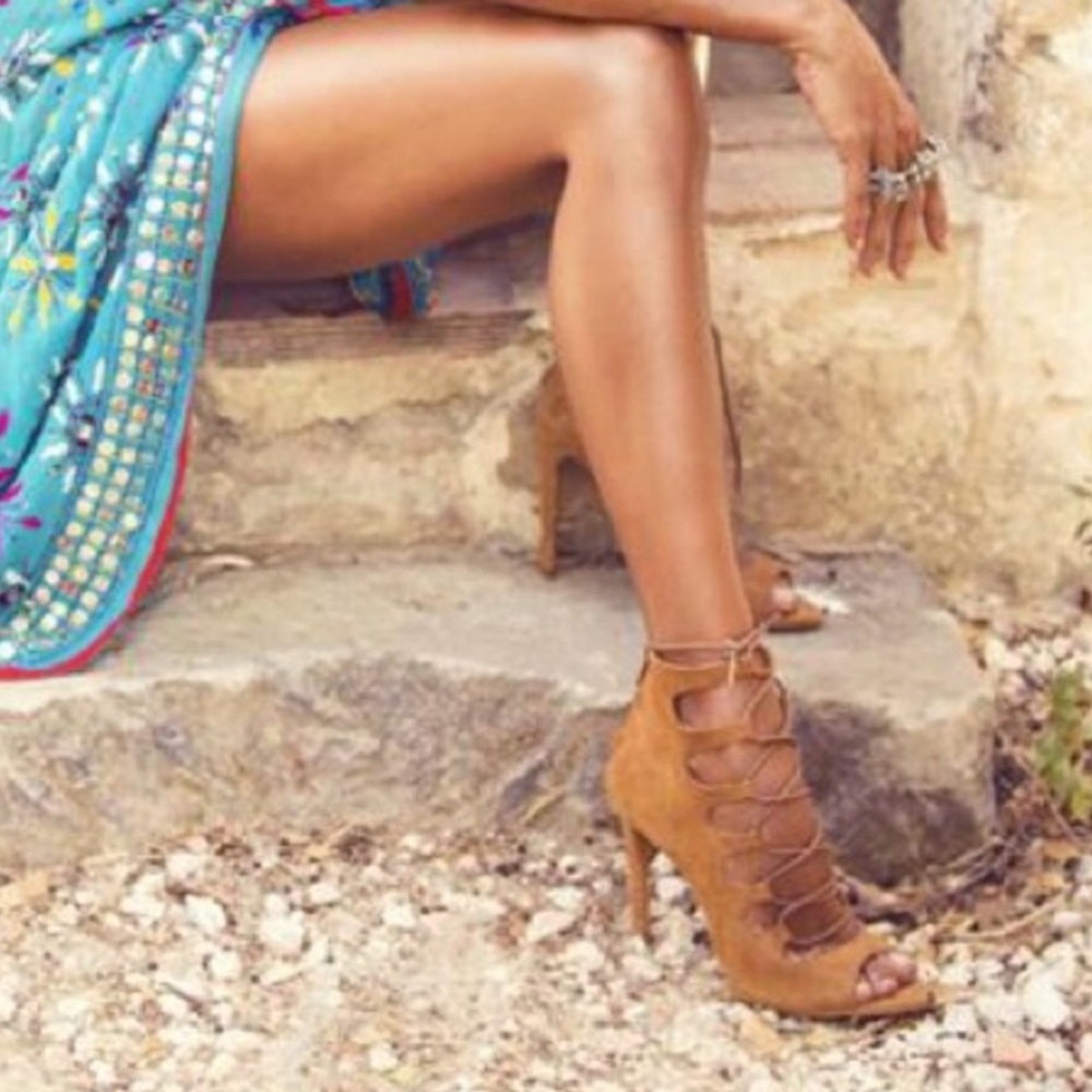 Suede Leather Lace Up Gladiator Shootie Sandal - Picture 3 of 7