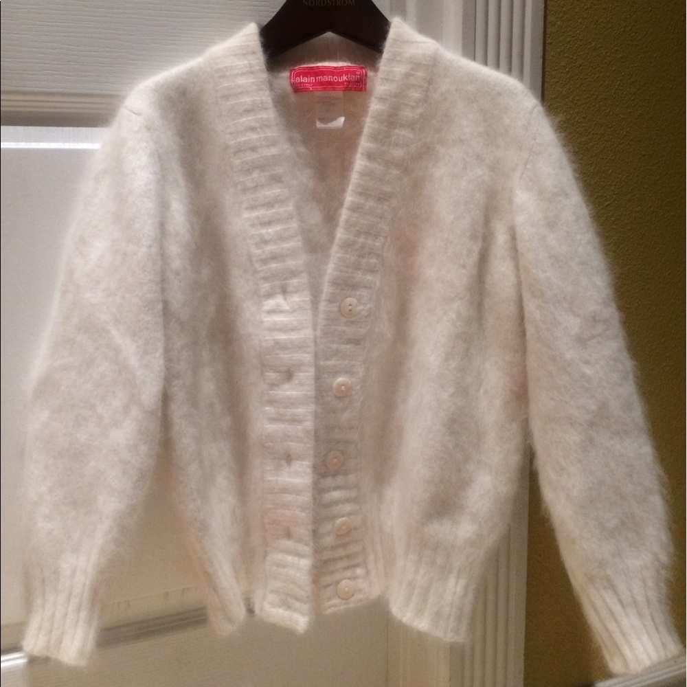 Alain Manoukian White Fur Cardigan