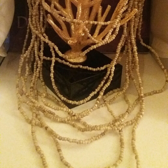 2238950-1. Beige Seed Bead Multi Strand Nklc - Picture 3 of 4