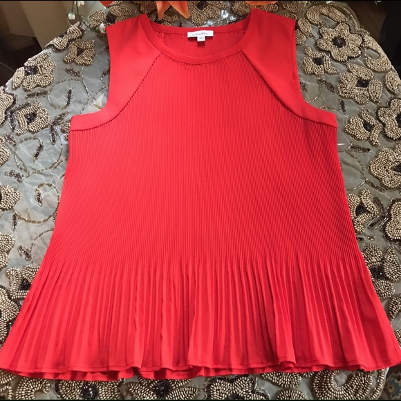 Calvin Klein Tops - Calvin Klein Pleated Red Top