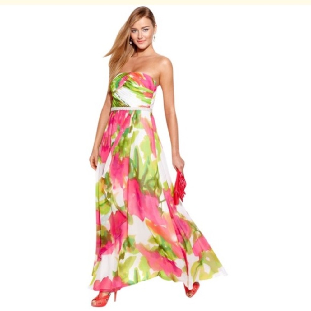 Calvin Klein Strapless Floral Formal Dress Size 6