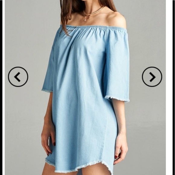 LAST ONE!! SALE RAW EDGES OFF THE SHOULDER DRESS - Picture 3 of 8