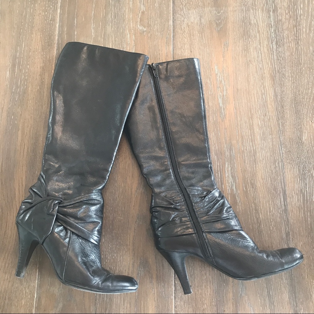 Metallic Gray Heeled Boots