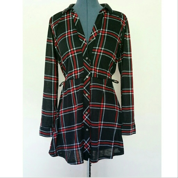 Plaid Shirt Dress - Picture 2 of 4