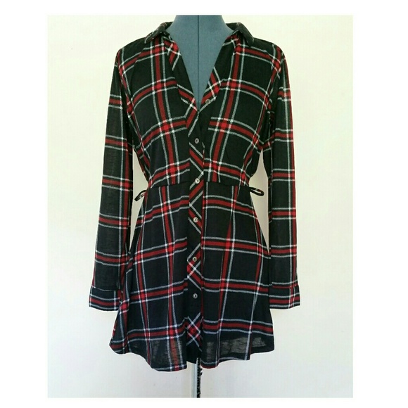 Plaid Shirt Dress - Picture 3 of 4