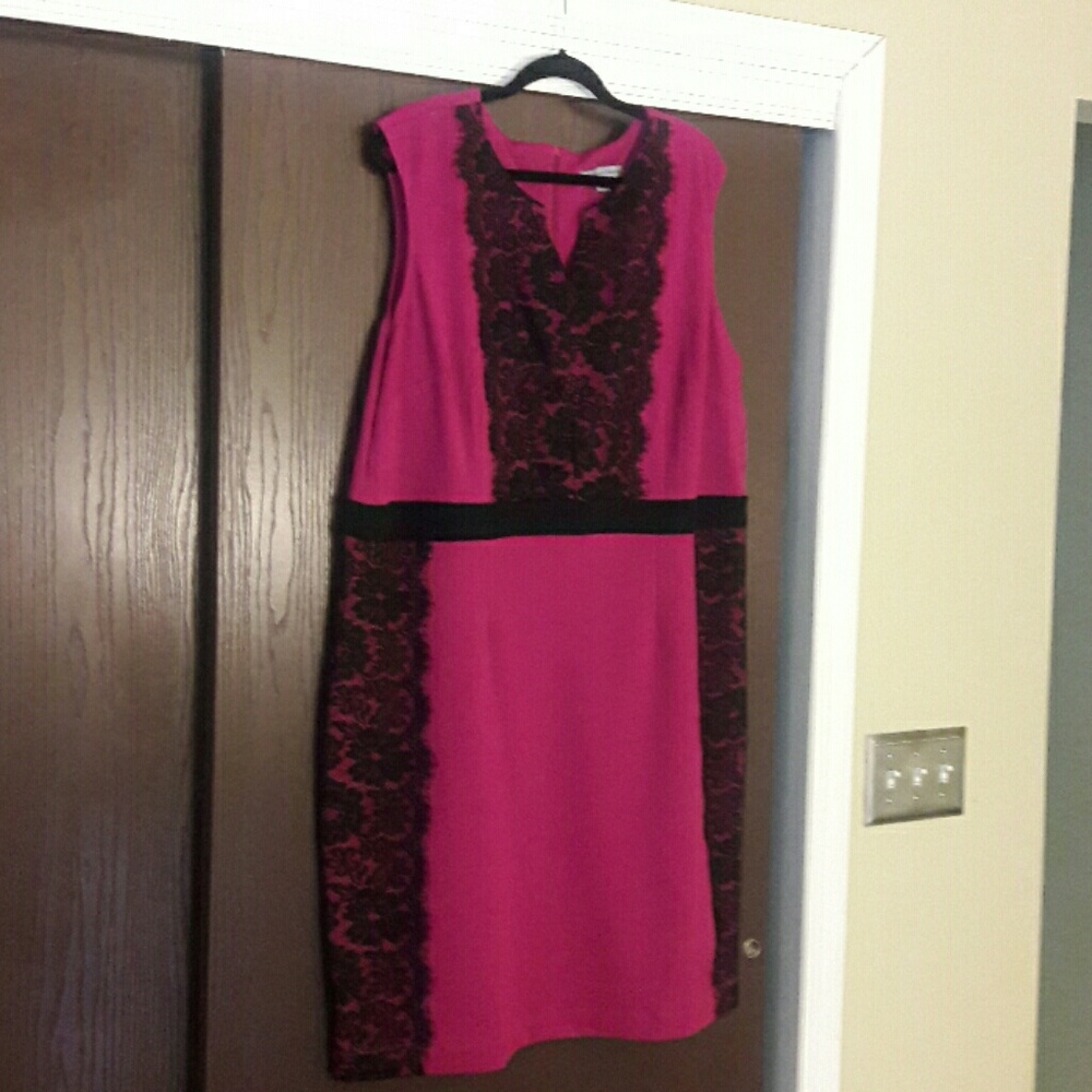 Fuschia Pink and black lace dress