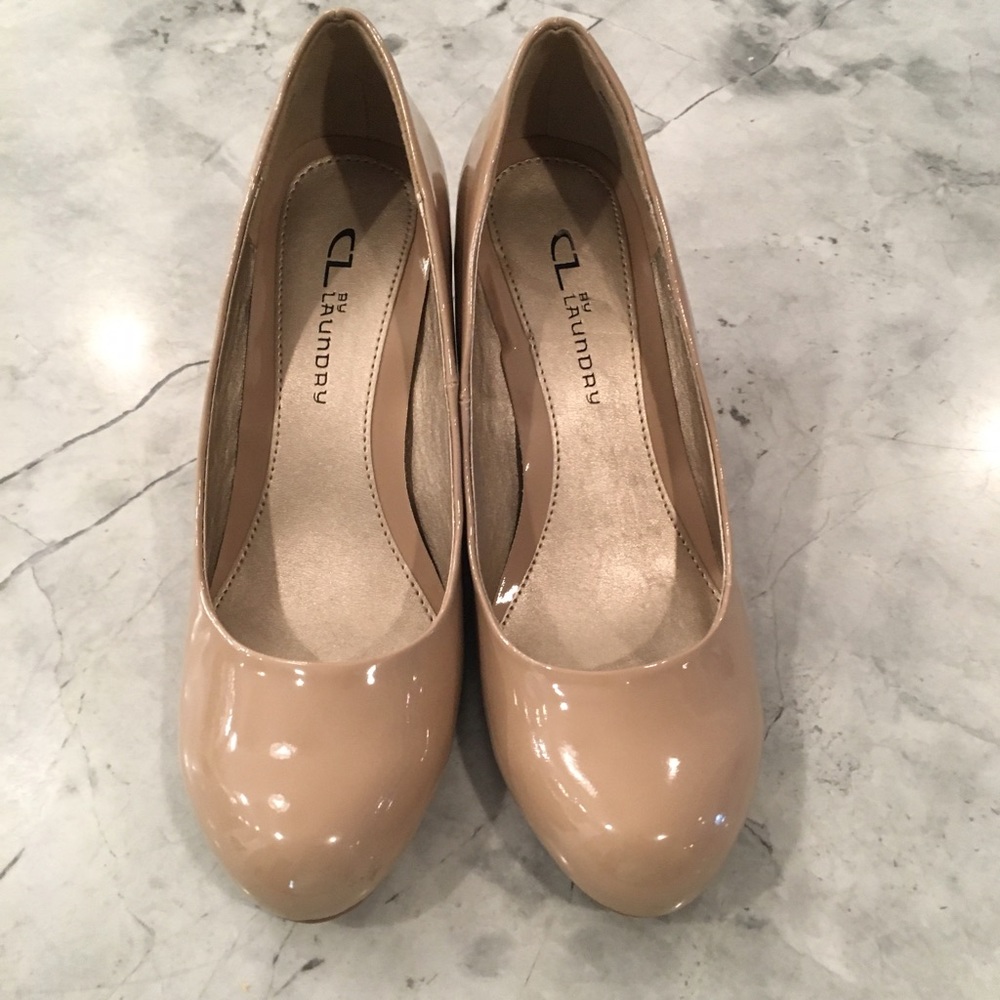 Like New Patent Wedge Heel, Nude 71/2
