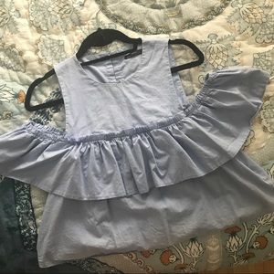 Zara Tops - Zara Ruffled Cold Shoulder Cotton top, small Zara Tops - Zara Ruffled Cold Shoulder Cotton top, small