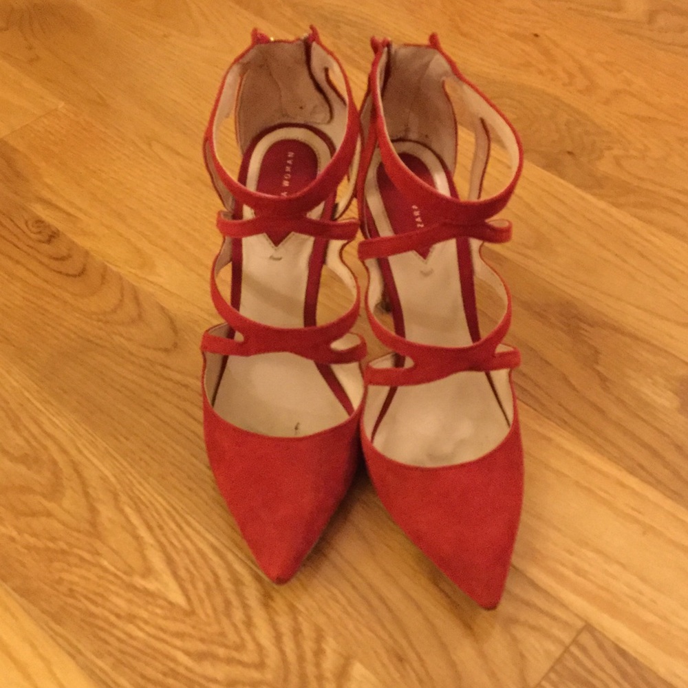 Zara Red Pointed Criss Cross Strappy High Heel