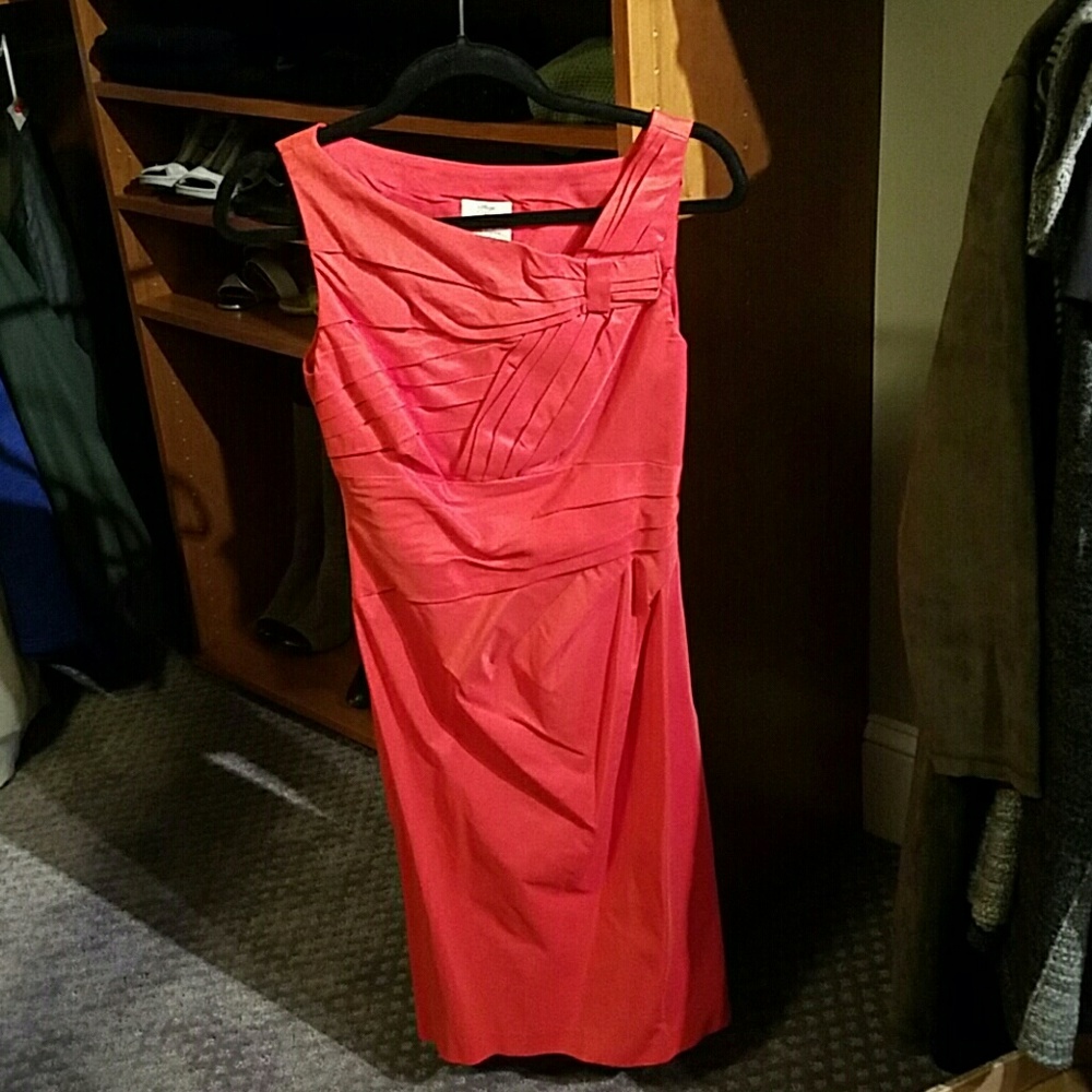 Coral cocktail summer dress Suzi Chin sz 2