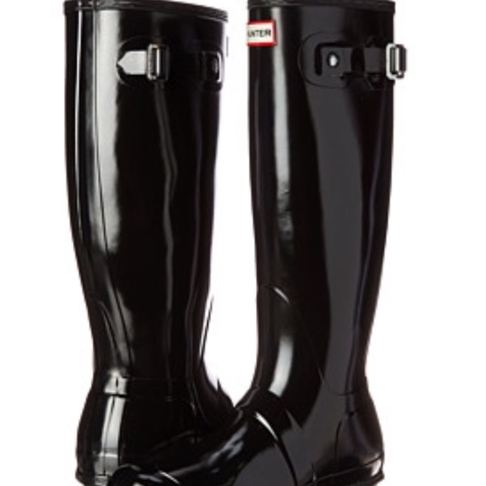 Hunter rain boots tall glossy