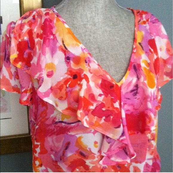 Notations Ruffle Front Floral Blouse - Picture 2 of 3