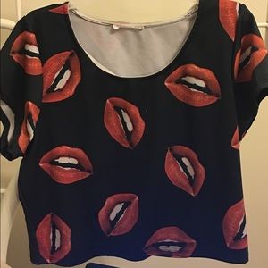 Red Lips Crop Top