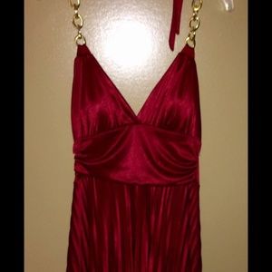 Red halter dress