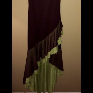 Brown and green flow dress