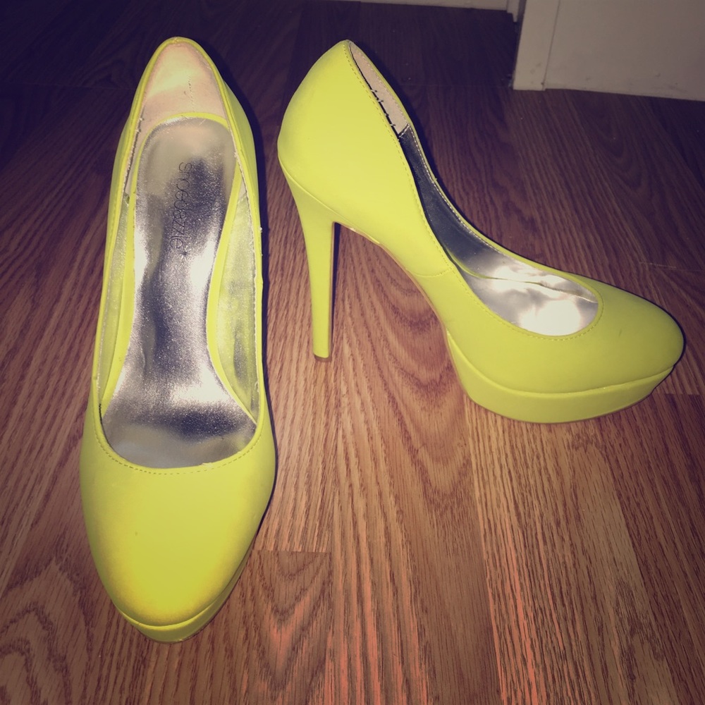 Lime green platform heels