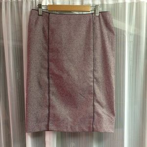 Bebe leather and lace detail tweed skirt