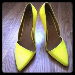 Lemon Yellow patent heels