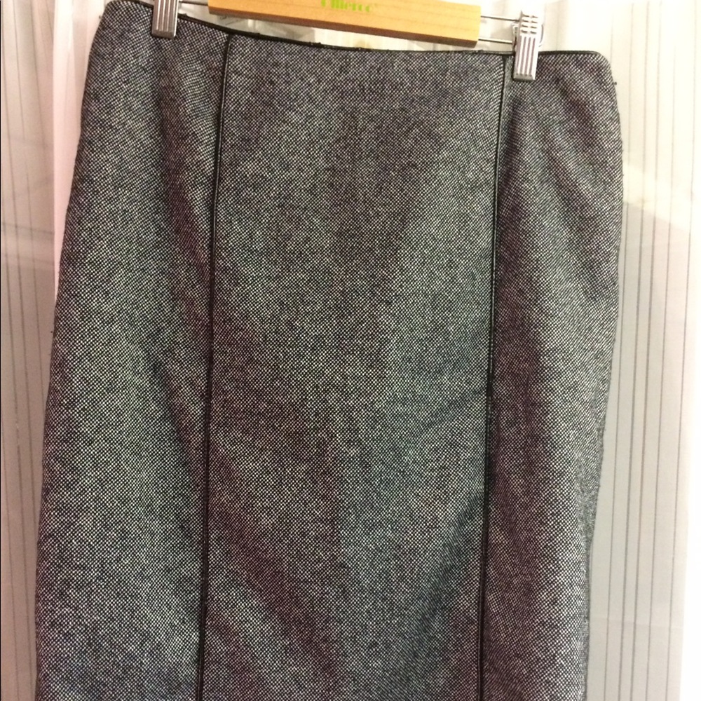 Bebe leather and lace detail tweed skirt