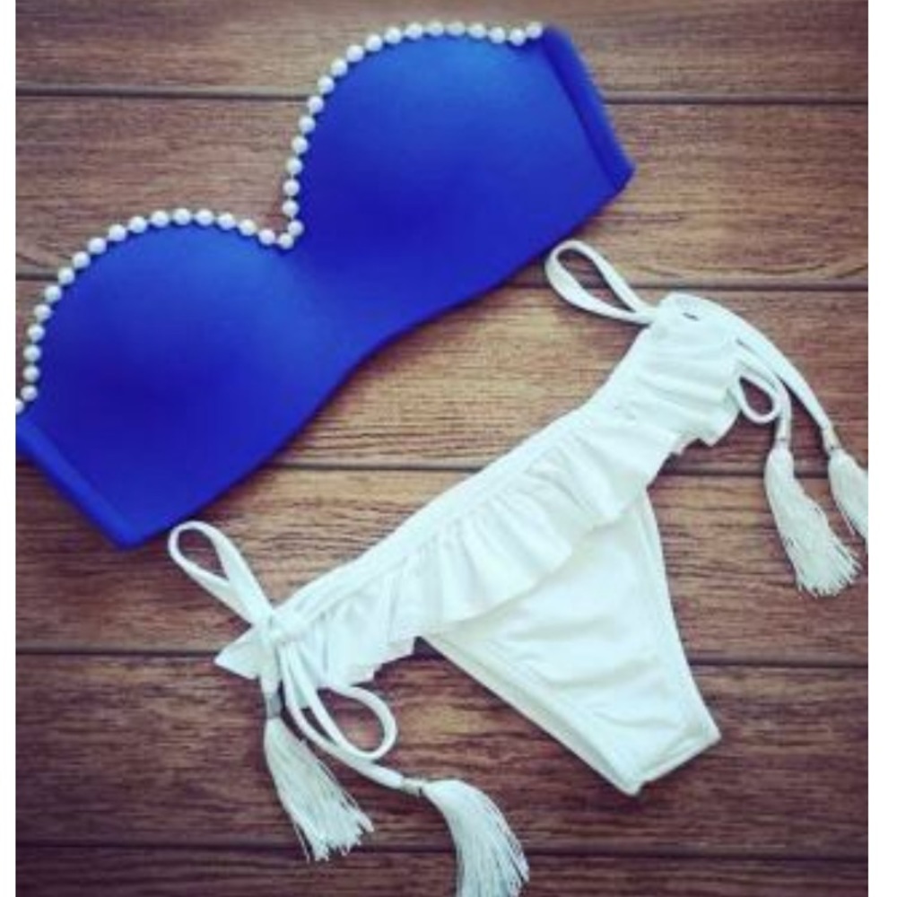 Pearl Deep Blue Strapless Push up Bikini