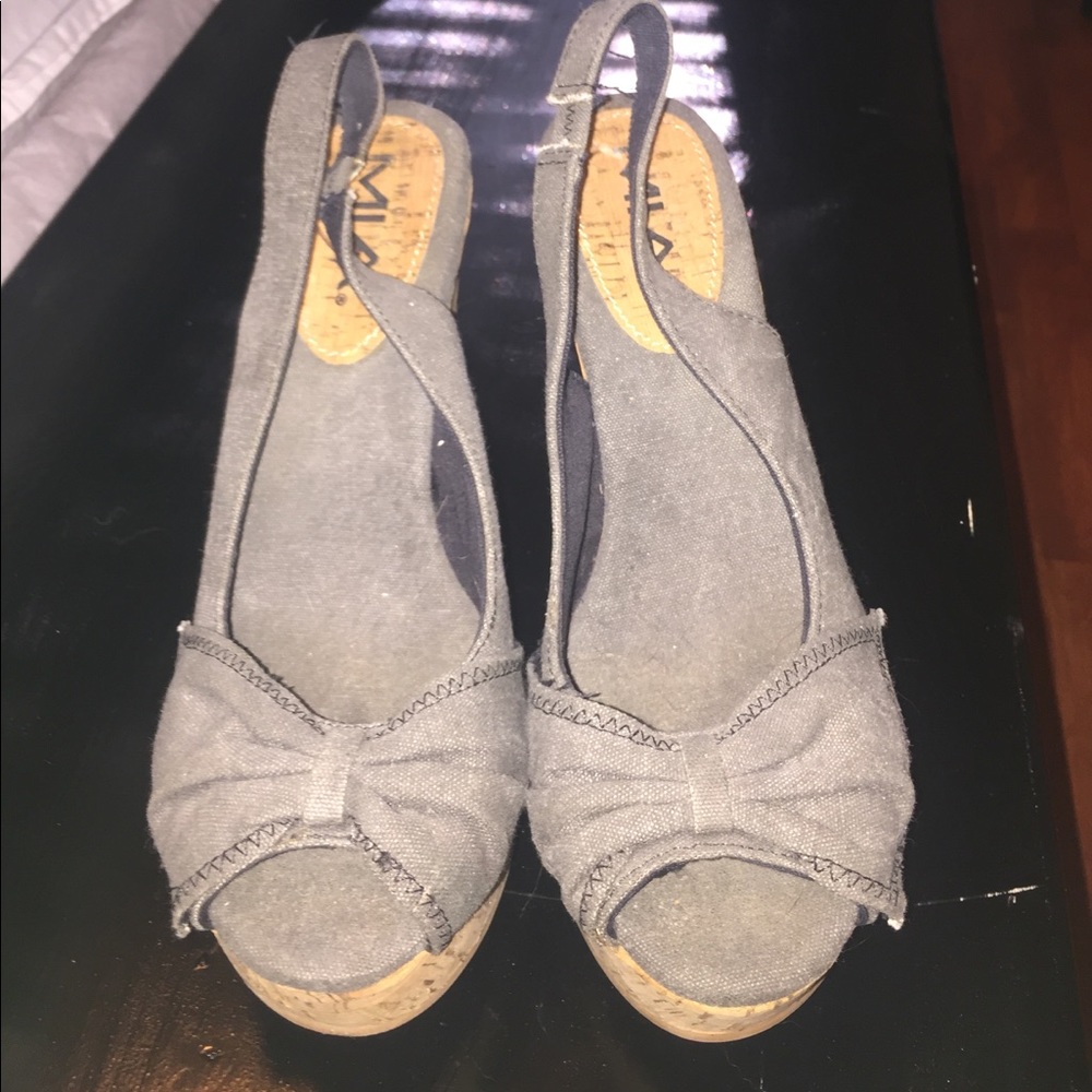 Denim greyish/blue wedge sandals