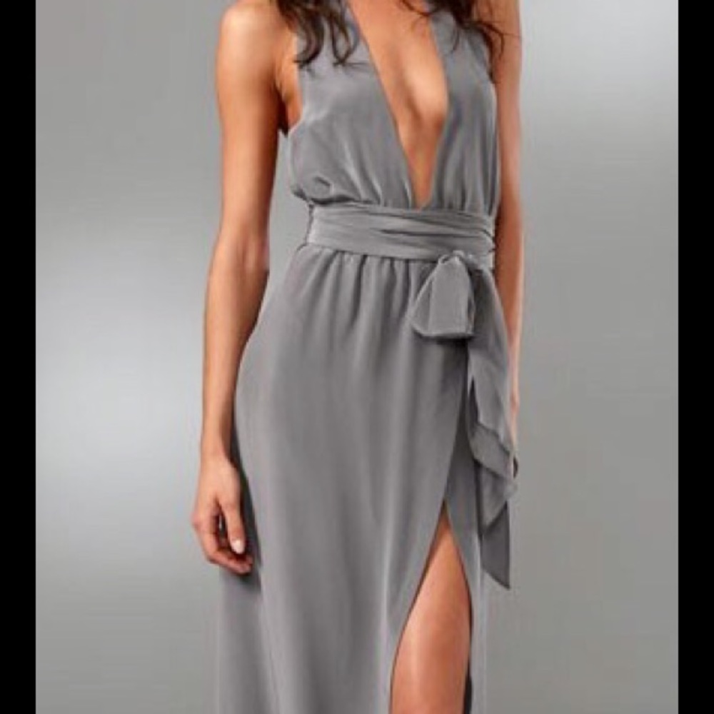 Thayer Long 100% Silk Dress W/Detachable Sash Belt