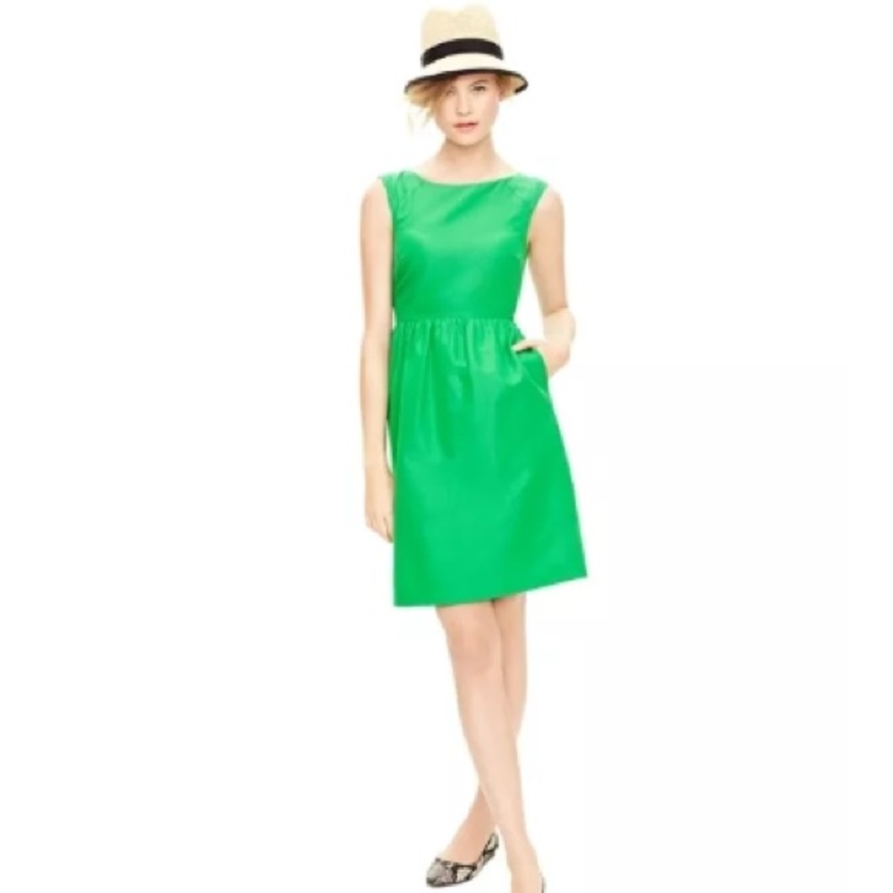 J. Crew Silk/Cotton Blend Lucille Dress in Green