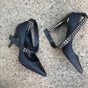 Demonia black pumps with studded strap