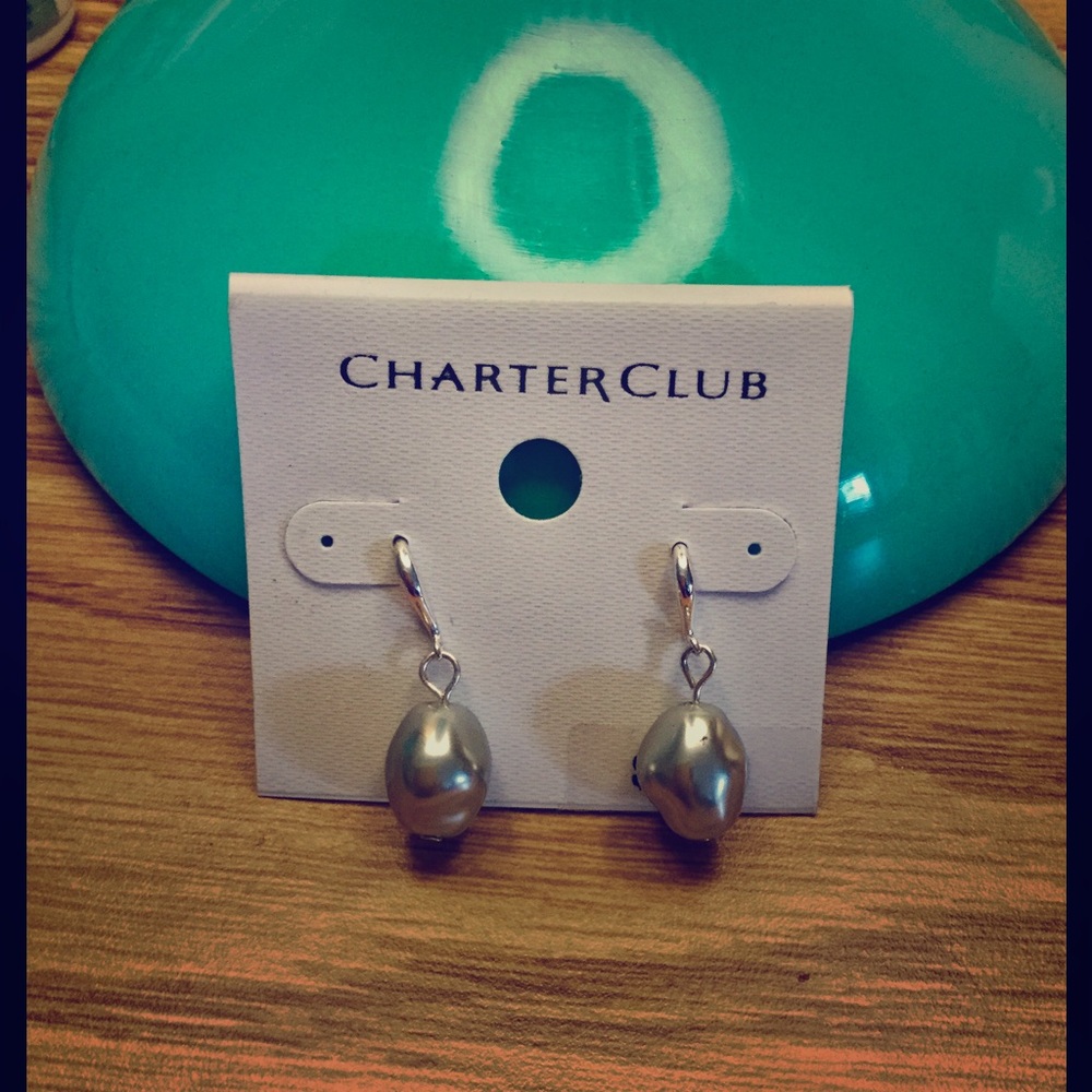 Silver Irregular Pearl Drop Earrings