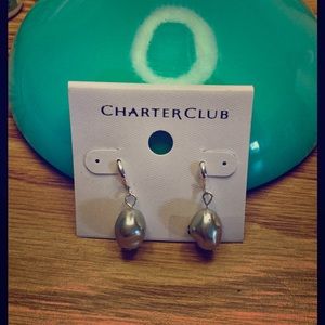 Silver Irregular Pearl Drop Earrings