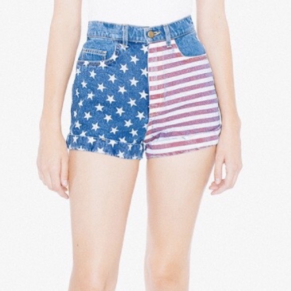 American Flag High-Waist Jean Shorts - Picture 3 of 5