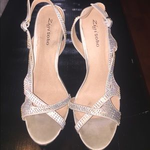 Off white sparkle heels