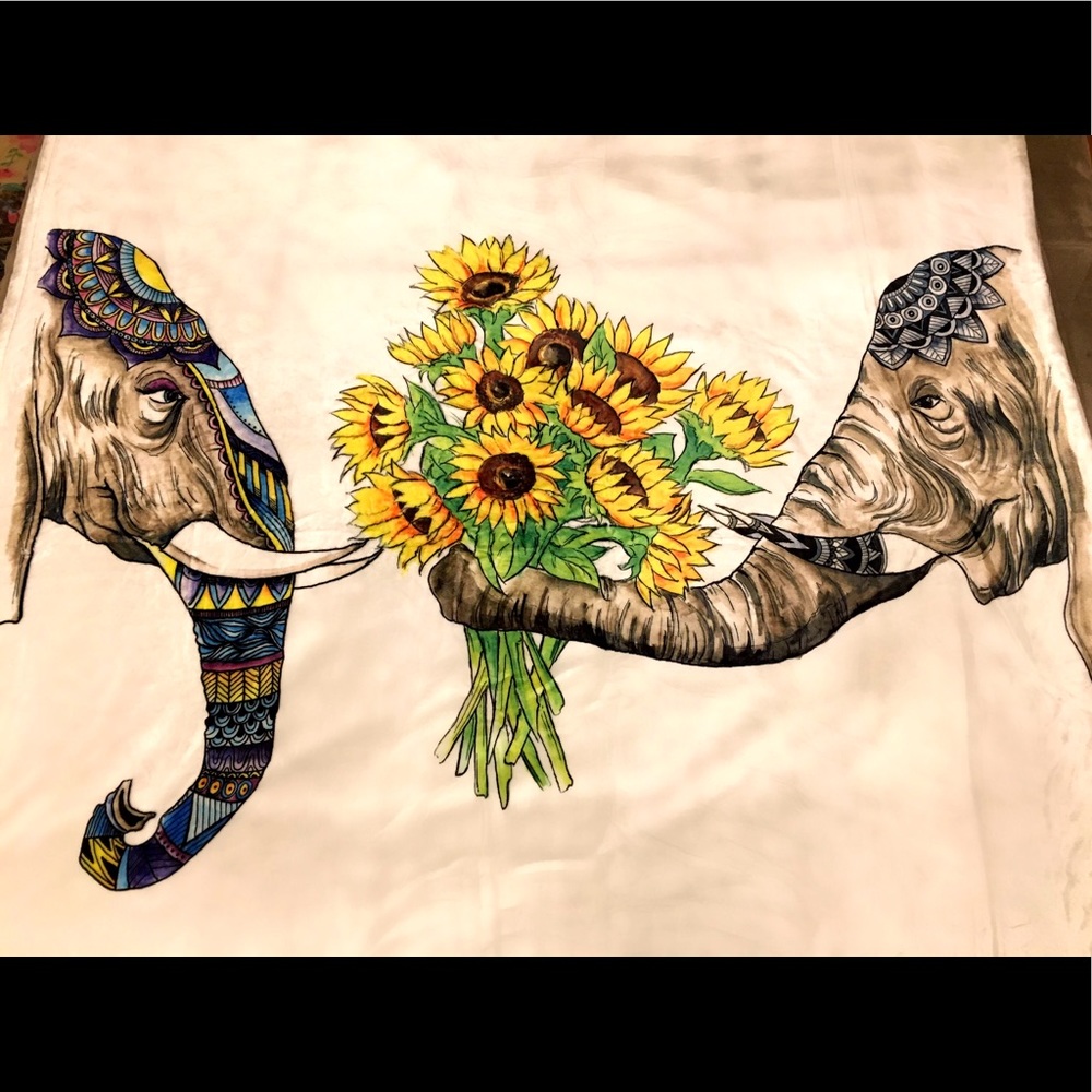 Electro Threads Soft Blanket with Elephant Print