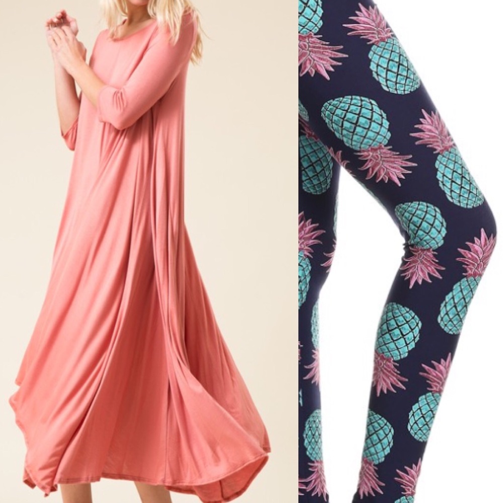 With boutique leggings maxi dress w pockets