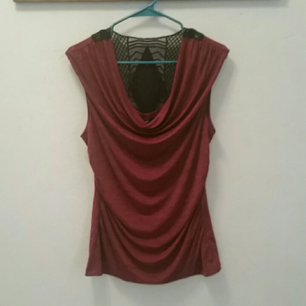 Large AB Studio Red sleeveless top w/ Lace back