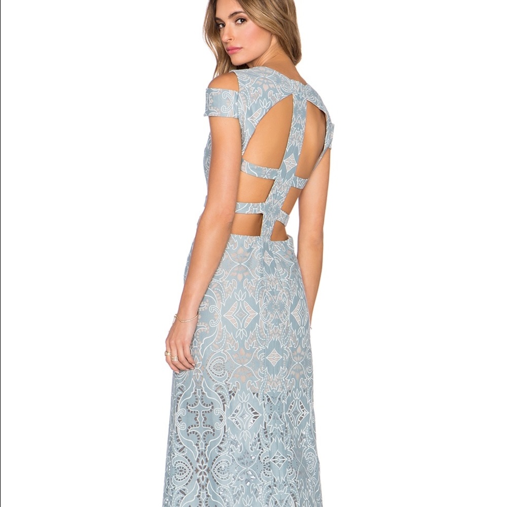 NWT BCBG Ava blue lace gown