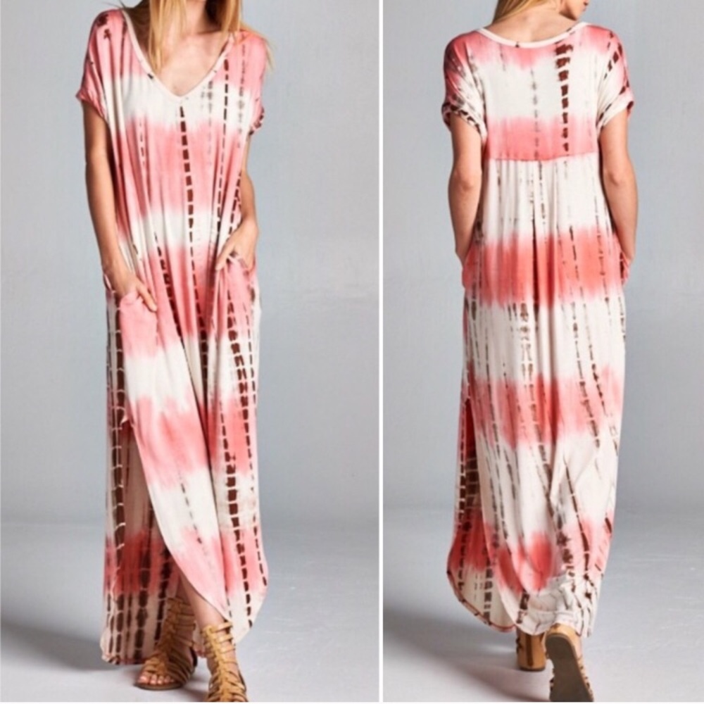 🌸RESTOCK🌸 NAVY TIE DYE Boho Casual Maxi Dress - Picture 4 of 6