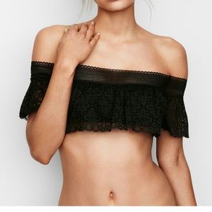 VS Black Lace Off The Shoulder Bralette Crop Top