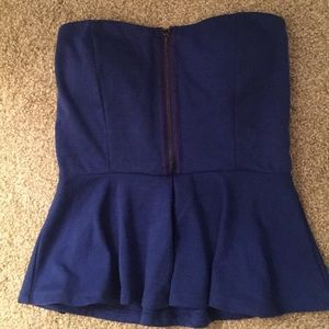 Blue sleeveless zip top