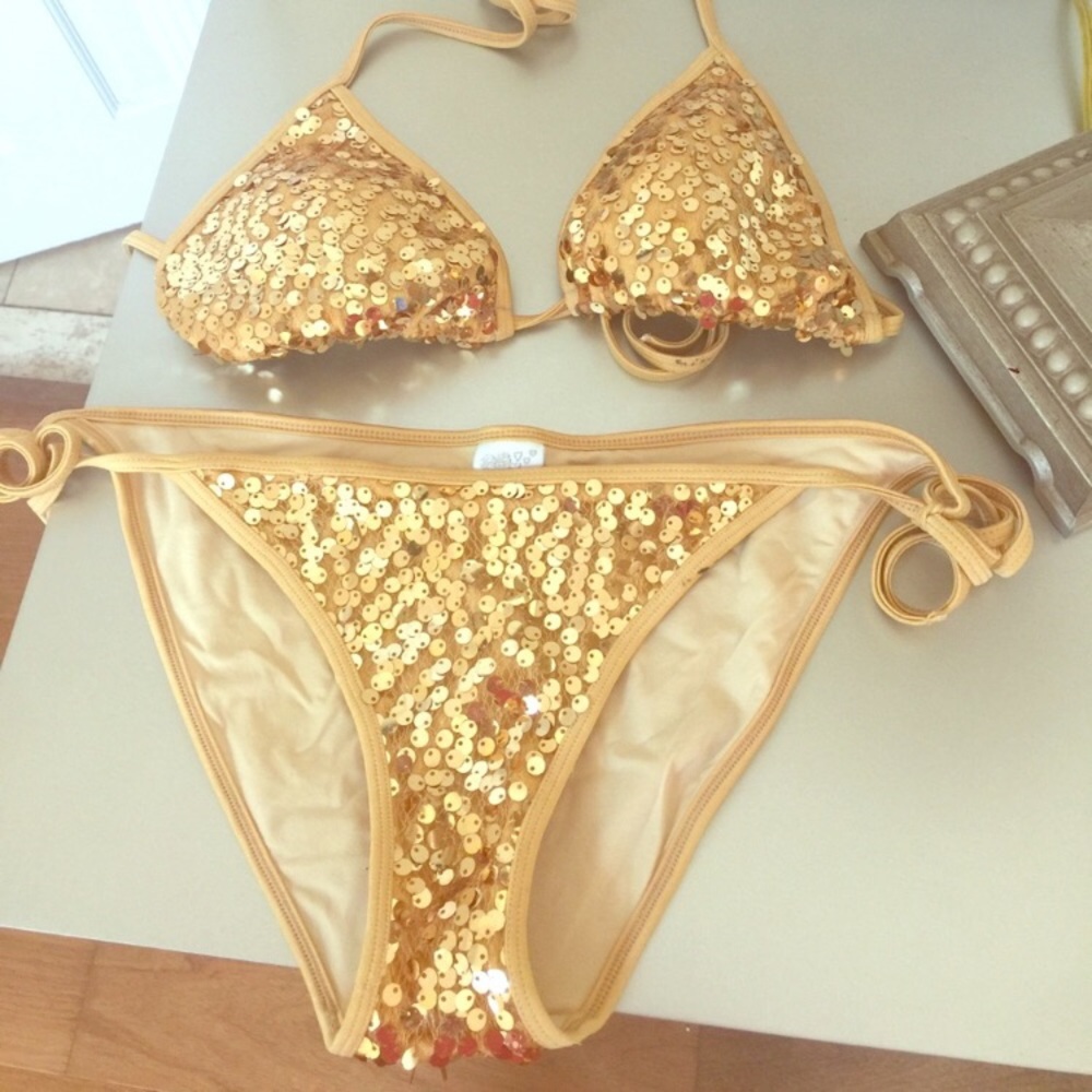 Gold sequin bikini