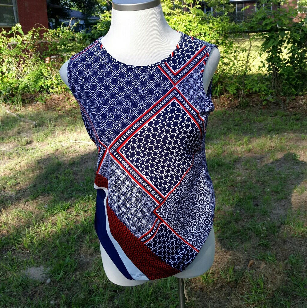 Blue white Orange tank