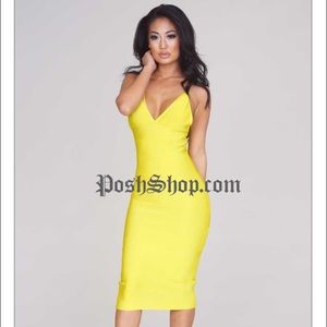 Posh Shop JULIAN BANDAGE DRESS - LEMON
