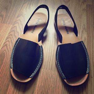 Black slip on sandals
