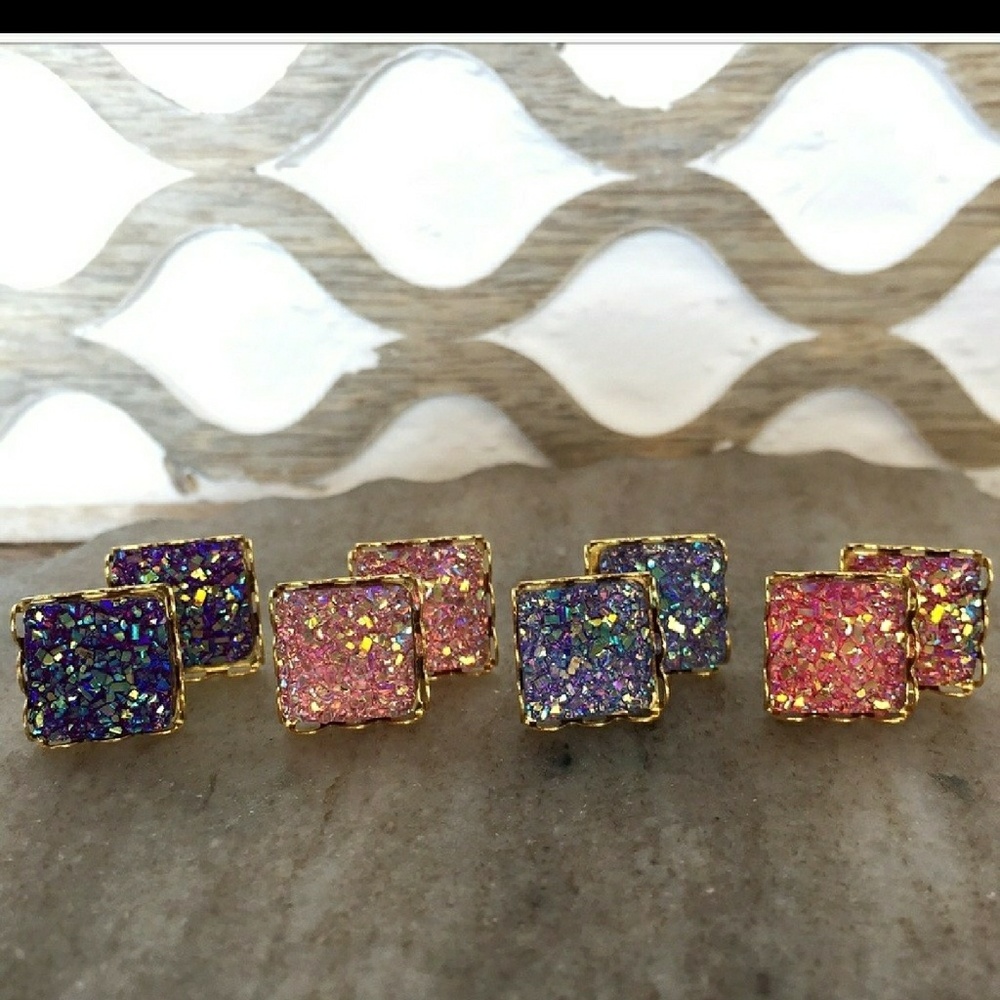 LAST 1 💕 Faux Druzy Square Earrings
