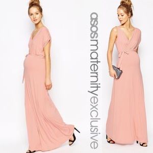 Asos pink maternity maxi dress