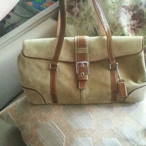 Tan suede coach purse
