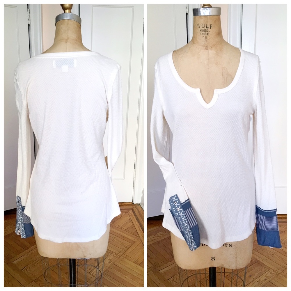 NWOT Vintage Havana fitted Henley with denim cuffs