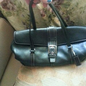 Black leather coach purse