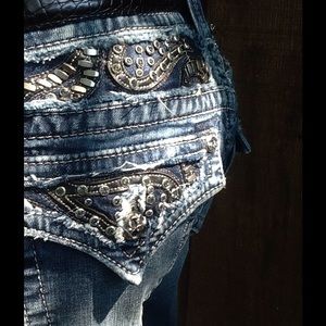 MissMe Sz 28 Rhinestone studded jeans JP 6063B