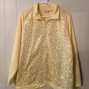 NWT - QUACKER FACTORY  sequin sparkle zip jacket